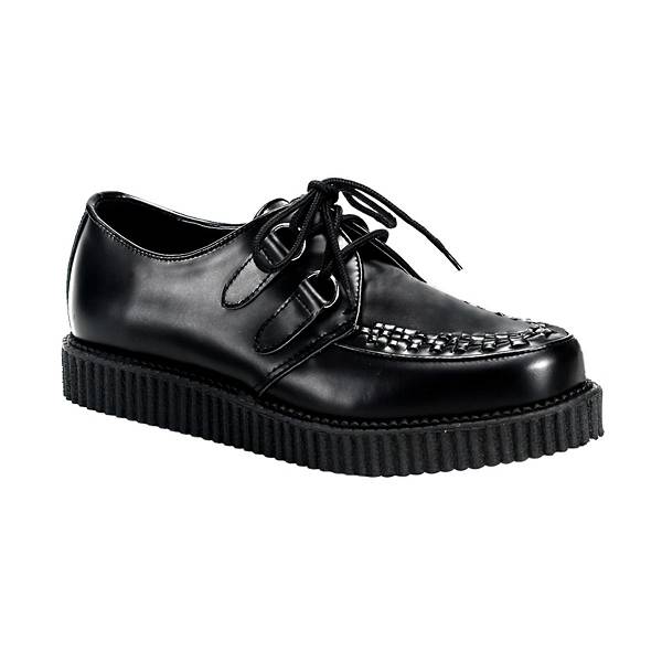 Demonia Women's Creeper-602 Creeper Shoes - Black Leather D2451-79US Clearance